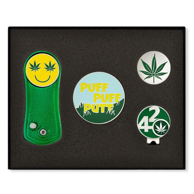 PinMart's Golf Essentials Gift Set - Golf Divot Tool, Hat Clip, Magnetic Ball Markers, Large Ball Marker with Presentation Box - Gifts and Accessories for Men and Women