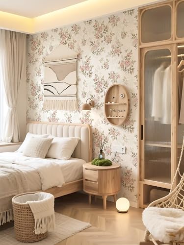 Willowix Floral Peel and Stick Wallpaper Pink Rose Wallpaper Floral Contact Paper 16.9in×118in Vintage Flower Wall Paper Flower Removable Self Adhesive Waterproof for Bedroom Cabinets Decoration Vinyl — view 4