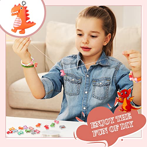 100 Pieces Dinosaur Charms For Jewelry Making, Cute Resin Dinosaur Pendants Charms For Girls Kids Earring Bracelet Necklace Diy Crafting, 10 Colors (Cute Style) #TOP2