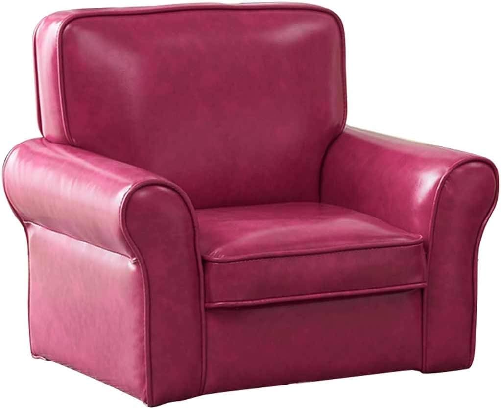 Couch Kindergarten Mini Single PVC Simulation Leather Sofa Chair Soft and Comfortable Backrest Armchairs for Boys and Girls'Bedrooms Load-Bearing 50kg (Color : Yellow Size: 534860cm) (Rose Red 53*4