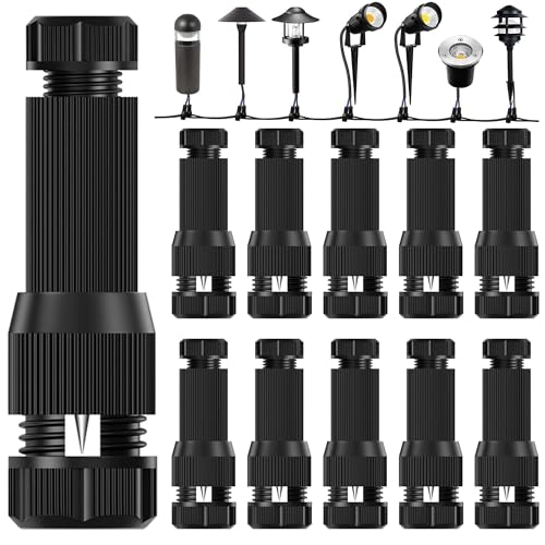 Image of Bellox 10 Pcs Low Voltage Wire Connector, 12-20 Gauge Waterproof Replacement Landscape Light Cable Connector, Twist Lock Wire Connector for Landscape Lighting Path Lights Home, Electrician Use