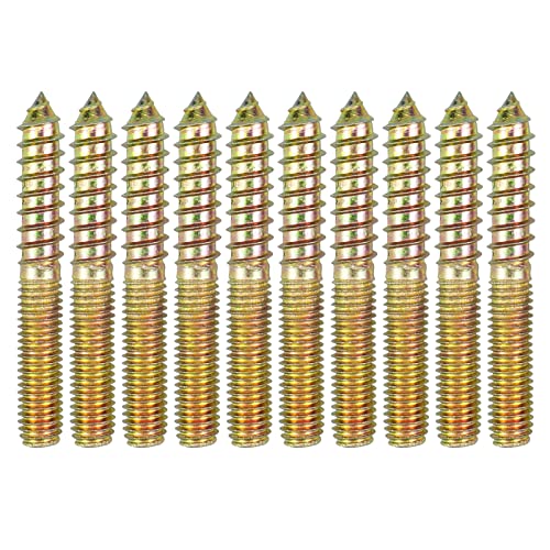 ZoZoMaiy 10 Piezas Tornillos Cabeza Doble M8 x 60mm Autorroscante de Madera A Madera Tornillo de Clavija Tornillos Roscados de Doble Extremo para La Fijación de Muebles Conector de la Clavija Cover