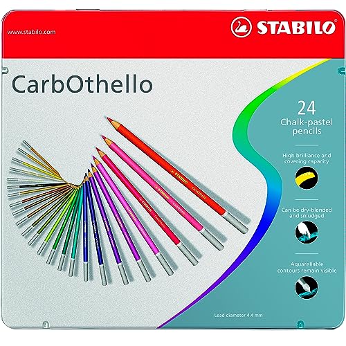 Lápis de Cor Artístico – STABILO CarbOthello - Estojo metálico com 24 unidades – Em 24 cores