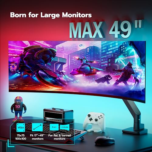 ARES WING Ultrawide Monitor Desk Arm for 17 to 49 Inch Screen, Holds 44 Lbs - image 3