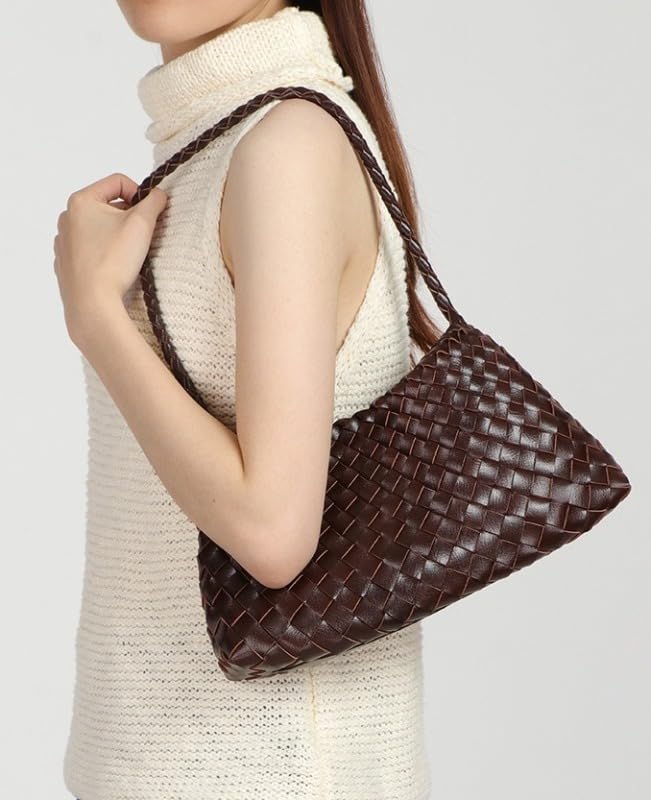 Bolso bandolera de poliuretano tejido vintage para mujer