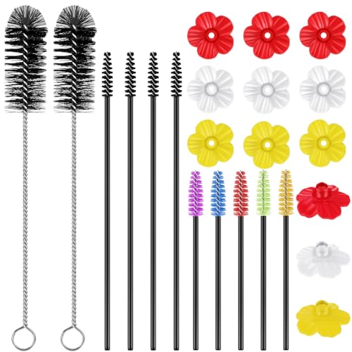 Perthlin 38 Pcs 3 Size Hummingbird Feeder Cleaning Brush Mini Nylon Tube Brush with 16 Flowers Bird...