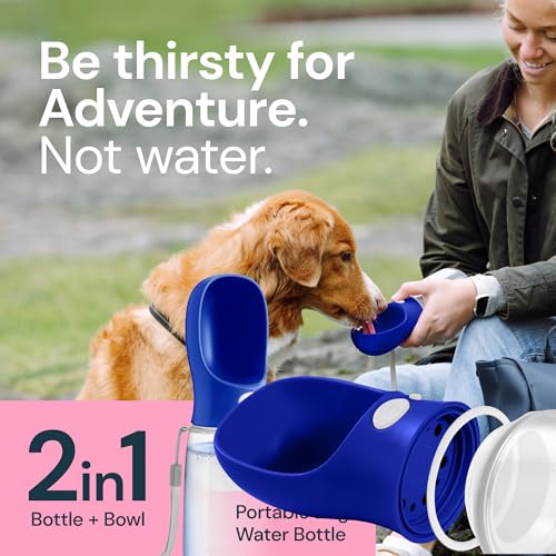 MalsiPree Dog Water Bottle Portable – Leak Proof and Lightweight Water Bottle for Dogs – Dog Travel Water Bottle with Bowl – Dog Walking Accessories (19OZ, Navy Blue) MalsiPree Dog Water Bottle Portable – Leak Proof and Lightweight Water Bottle for Dogs – Dog Travel Water Bottle with Bowl – Dog Walking Accessories (19OZ, Navy Blue)
