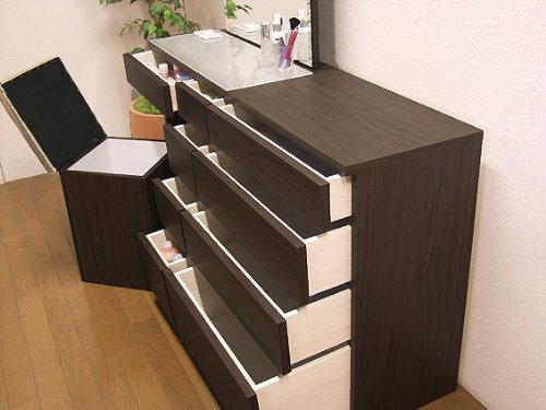 Amazon｜ドレッサー片袖ルナ・チェスト付き（ダークブラウン色