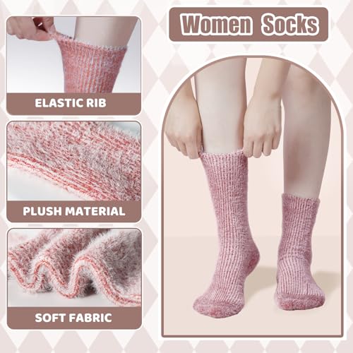Image of SISOSOCK 5 Pairs Fuzzy Soft Cozy Comfortable Socks for Women, Casual Sleep Comfy Socks, Perfect Warm Winter Gifts for Women