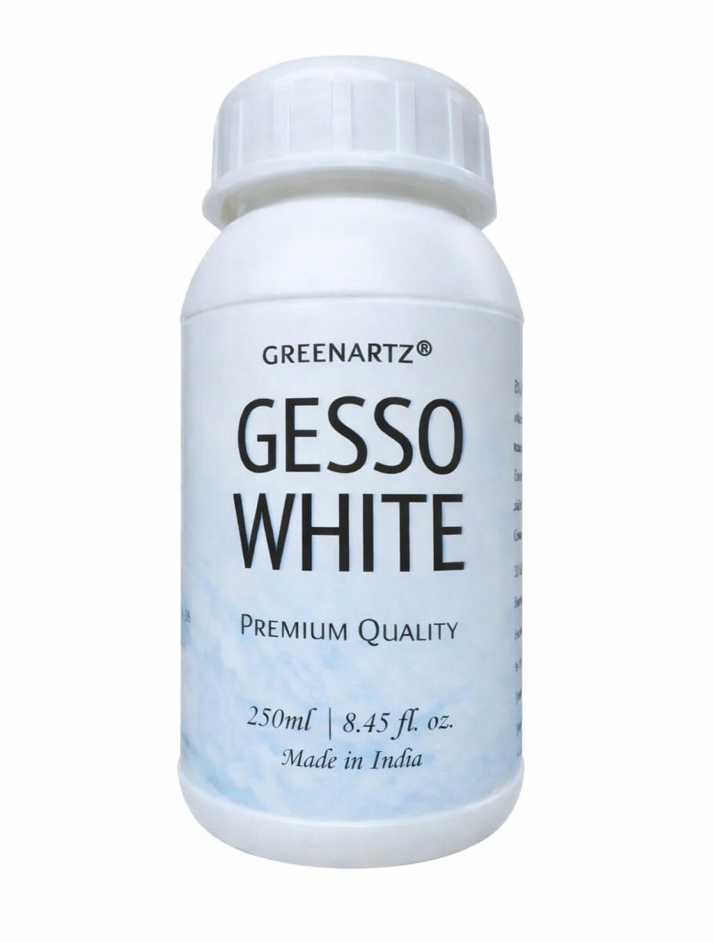 GREENARTZ 250ml White Gesso Primer | Acrylic Base Coat for Canvas, MDF, Wood & Walls | Fast Drying, High Coverage, Smooth Matte Finish | Ideal for Artists & DIY Projects (400g)