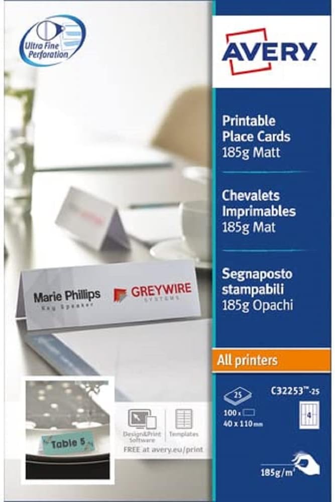 Avery Printable Place Cards Double - 51shnOCRqUL. AC SL1333