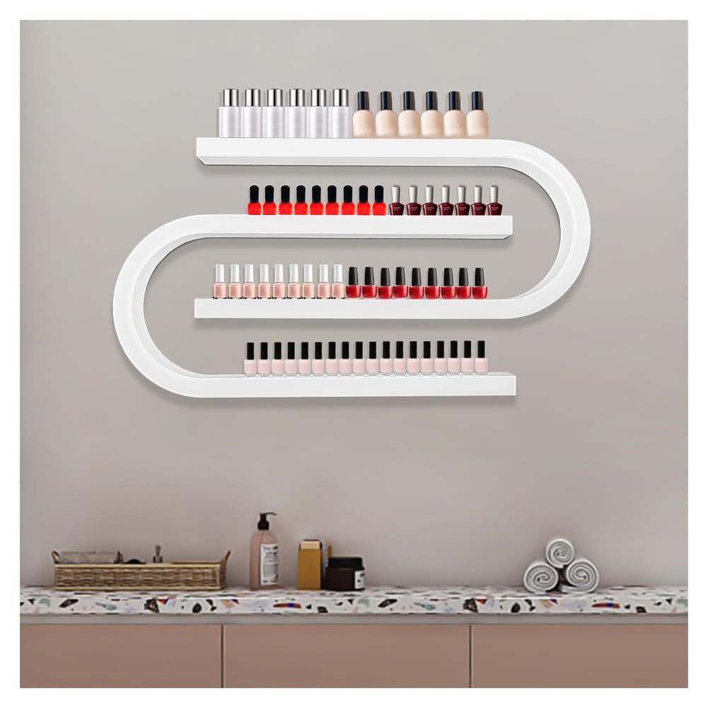 Organizador de esmaltes de uñas y pintalabios Blancos, Paquete de 2; Expositor de cosméticos Colgante de Estilo Americano, para Montaje en Pared; Expositor de Pared para frascos de Perfume d