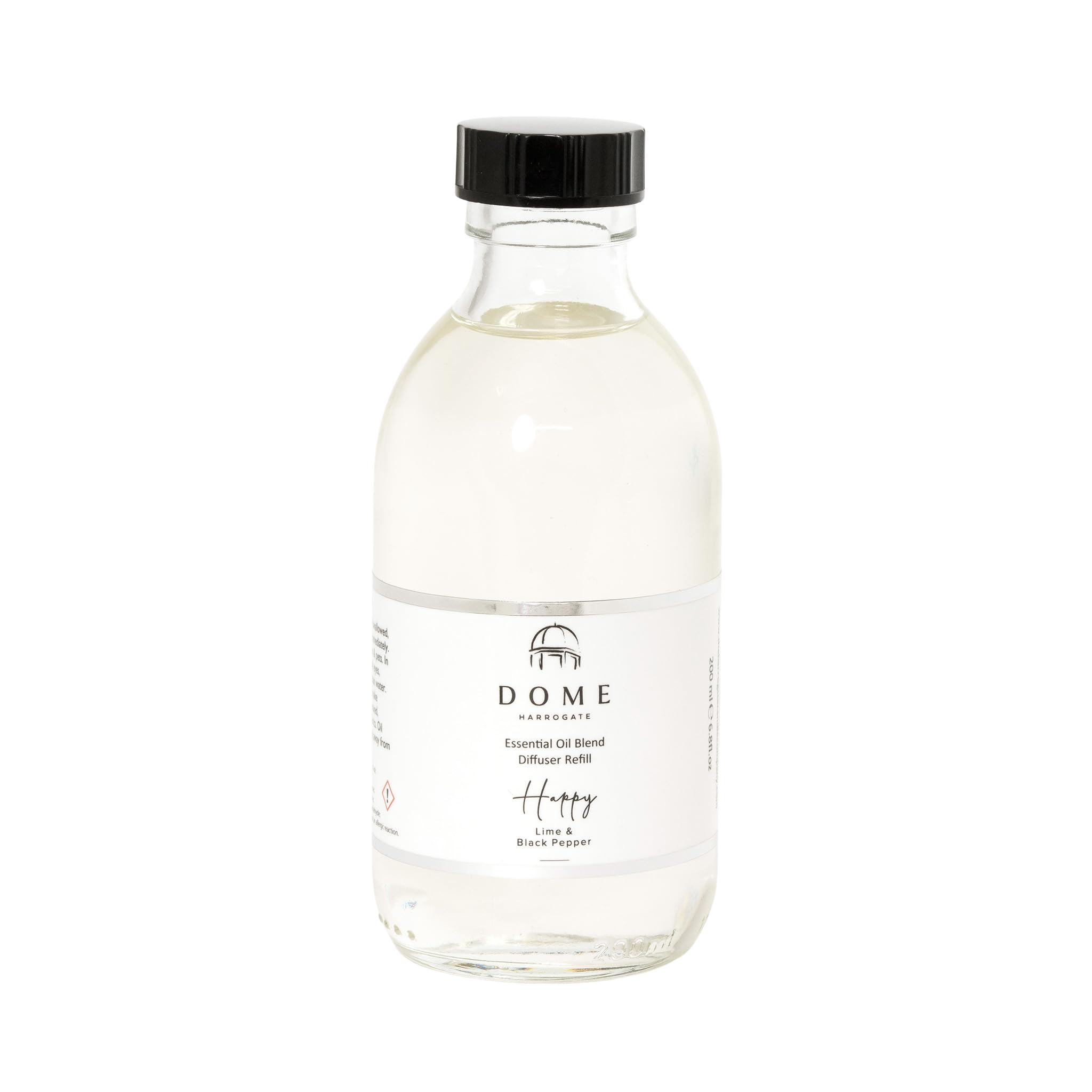 The Harrogate Candle Company Clear Dome Of Harrogate Happy Lime & Black Pepper Diffuser Refill – 200Ml – Energizing, Uplifting Fragrance For Home – Perfect For Positivity & Mood Enhancement