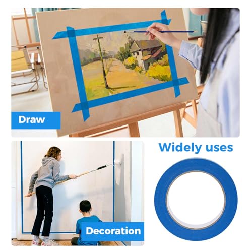 Image of 20 Rolls Blue Painters Tape 1 inch，Blue Painters Tapes，Blues Masking Tapes，Painters Tape Bulk，Suitable for Paint, wall, Painting, Indoor and Outdoor (1 inch X55 Yards, Total 1100 Yards)