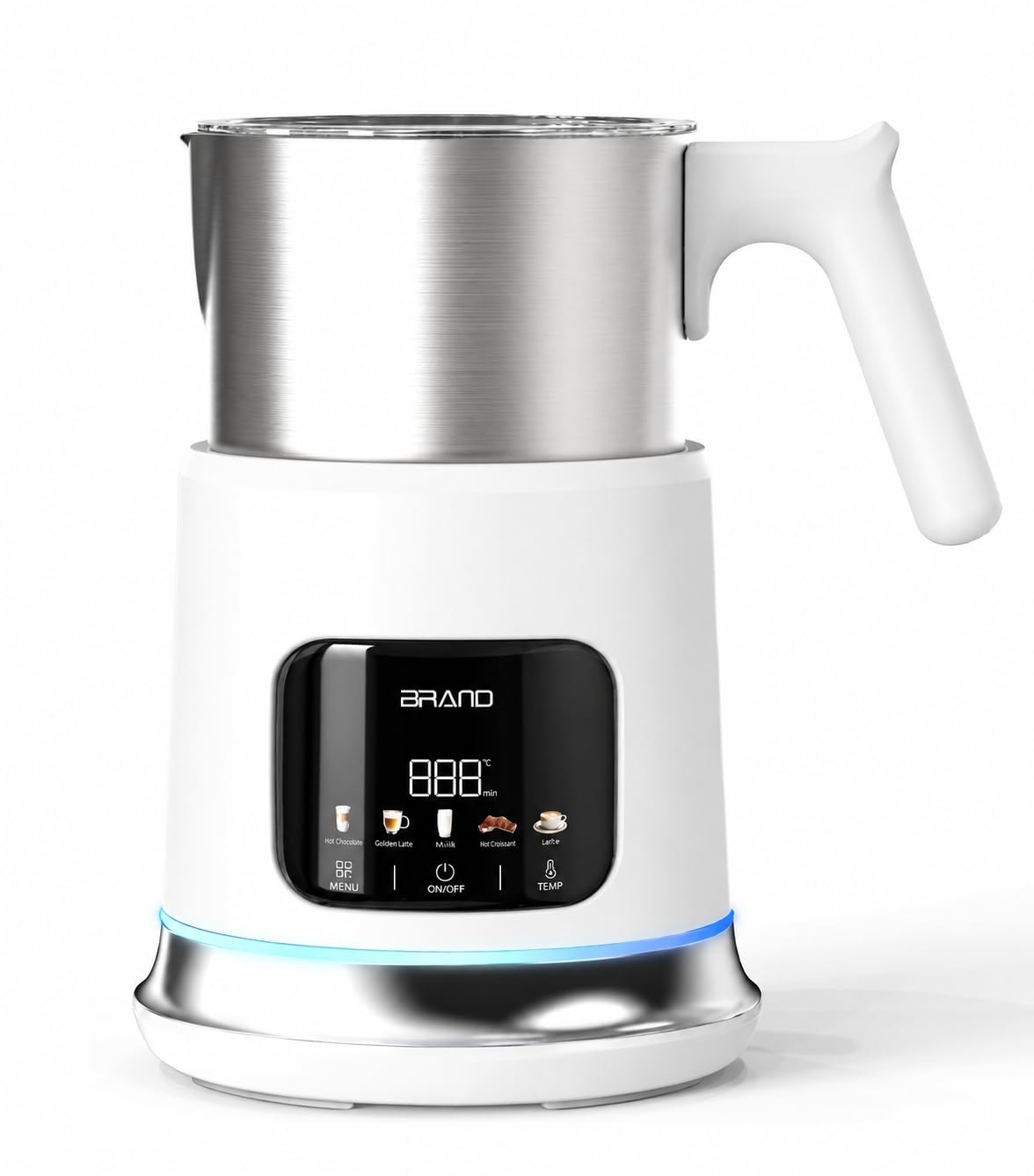 AMZCHEF Mousseur A Lait 4-En-1 | Chauffe Lait Electrique Avec Écran Tactile LED | Mousseur A Lait A Chauffage Par Induction 3D Chauffe Également Chocolat Et Lait Pour Lattes, Cappuccino et Mochas
