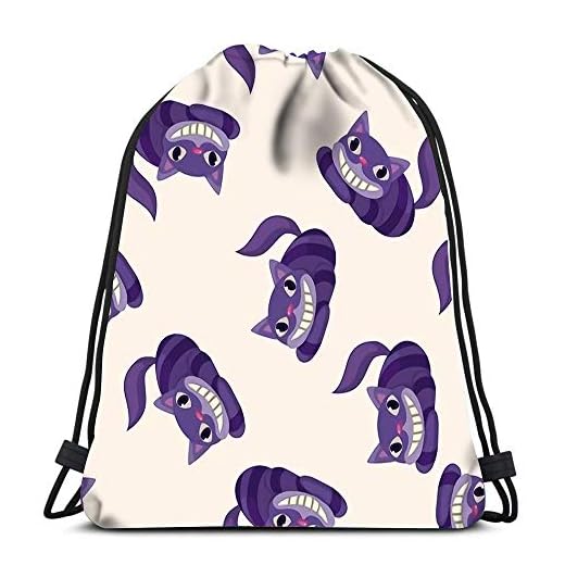 Drawstring Backpack Alice Cheshire Cat Cartoon Wonderland For School Or Travel