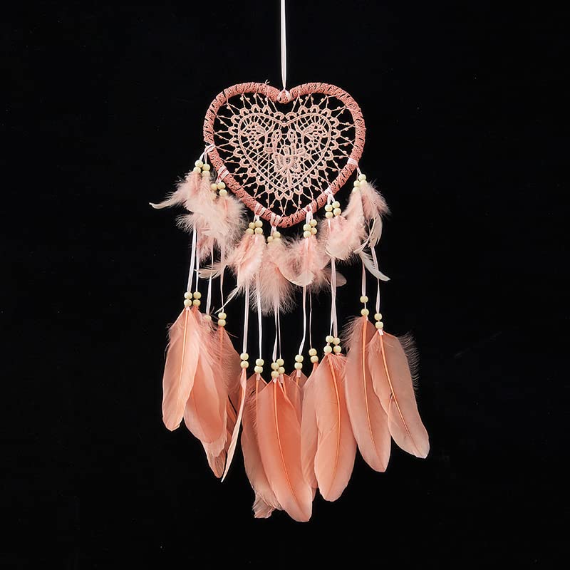 KIPTVO Pink Dream Catcher, Handmade Dream Catchers for Bedroom Wall Hanging Decorations Ornaments, Wedding GIfts