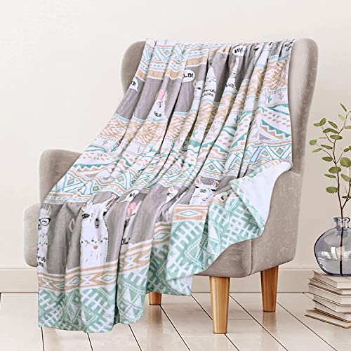 Rosielily Cute Alpaca Llama Throw Blanket For Boys Girls Women Adults, Lightweight Travel Blanket, Decorative Extra Soft And Comfortable Warm Cozy Flannel Llama Gifts For Baby, Kids, Youth, 50X60 #TOP1