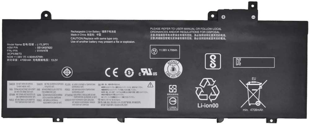 L17L3P71 Batteria di ricambio per notebook Lenovo ThinkPad serie T480S 01AV478 SB10K97620 L17M3P71 01AV479 SB10K97621 L17M3P72 01AV480 SB10K97622