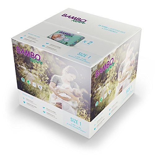 Bambo Nature Eco Friendly Baby Diapers Classic for Sensitive Skin, Size 1, 56 Count (2 Packs of 28)