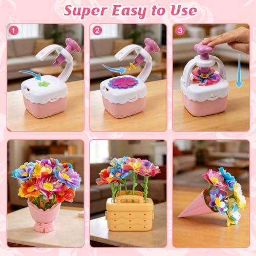 Image of IQKidz Flower Bouquets Toy for Girls, DIY Arts and Crafts Kits for Kids Ages 4-6 6-8, STEM Flower Making Set with Storage Box & Basket, Birthday Gift for Age 5-7 8-10 Years Old