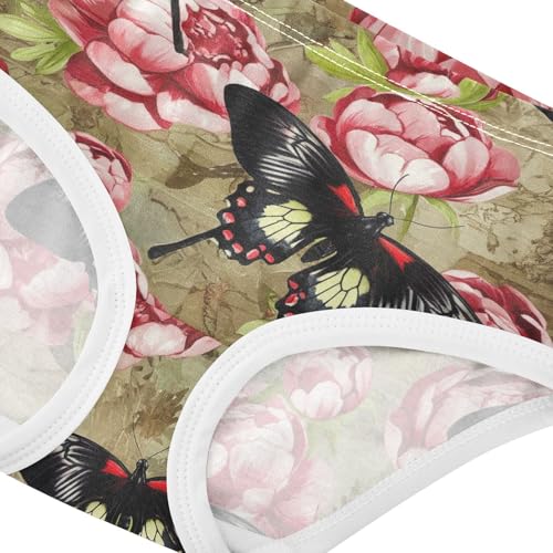 Joisal Floral Butterfly Rose Flowers Cute Panties Girl Toddler Underwear Floral Cotton Fun Print Briefs Girls Undies 2t4