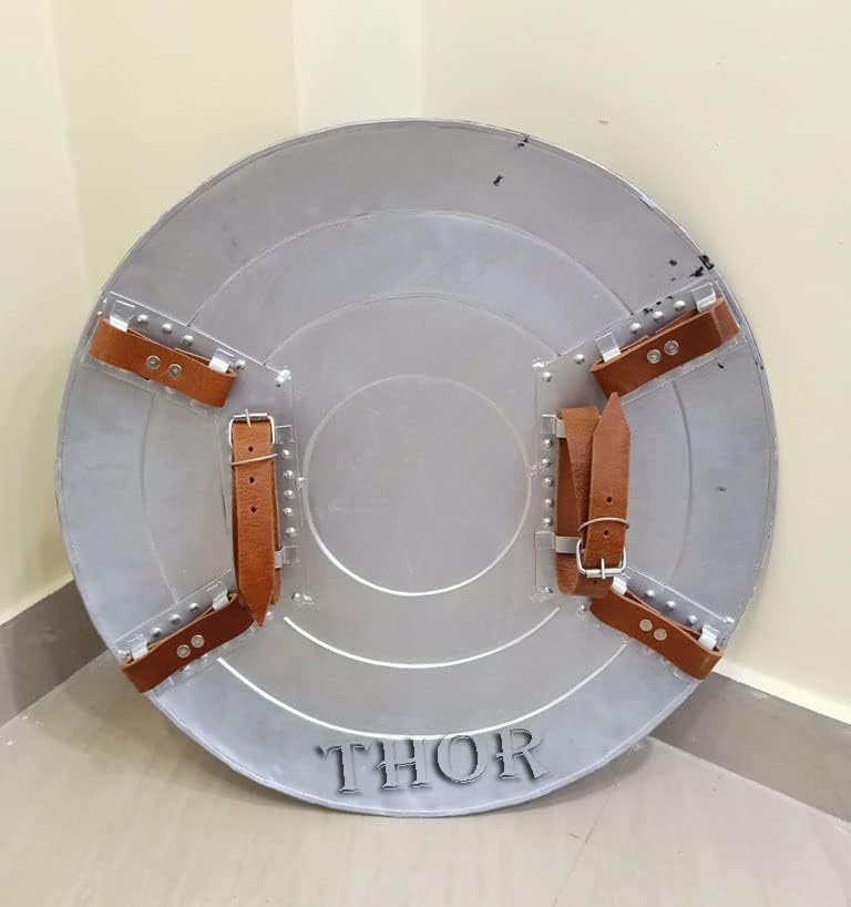 Miniatura 6 de Escudo de agarre de cuero de 22 pulgadas, escudo de halcón y soldado de invierno, réplica de metal, armadura medieval de Halloween, escudo de