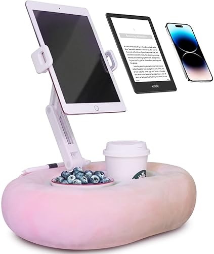 NKV Almohada con soporte para tablet Kindle, para sofá, cama y escritorio, base de almohadilla suave compatible con teléfono de 4.7 a 15.6 pulgadas,