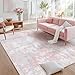 RELEANY Washable Area Rugs 5'x7' Non-Slip Modern Abstract Soft for Living Room Entryway Bedroom Nursery, Print Pattern, Grey Pink