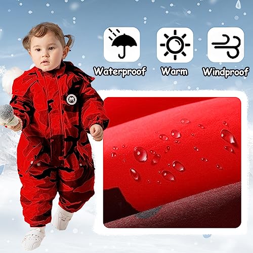 XIFAMNIY Girls Boys One Piece Snowsuits Overalls Ski Suits Waterproof Coats Jackets Jumpsuits for Winter 2T-5T Baby Toddler…3