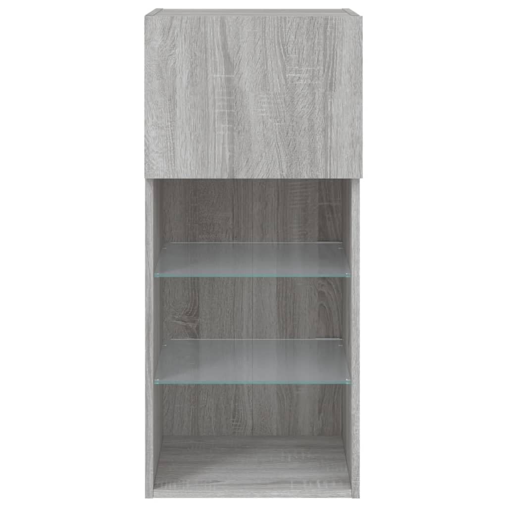 Madera resistente con luces LED RGB diseño moderno 2 uds gris 40 5x30x90 cm