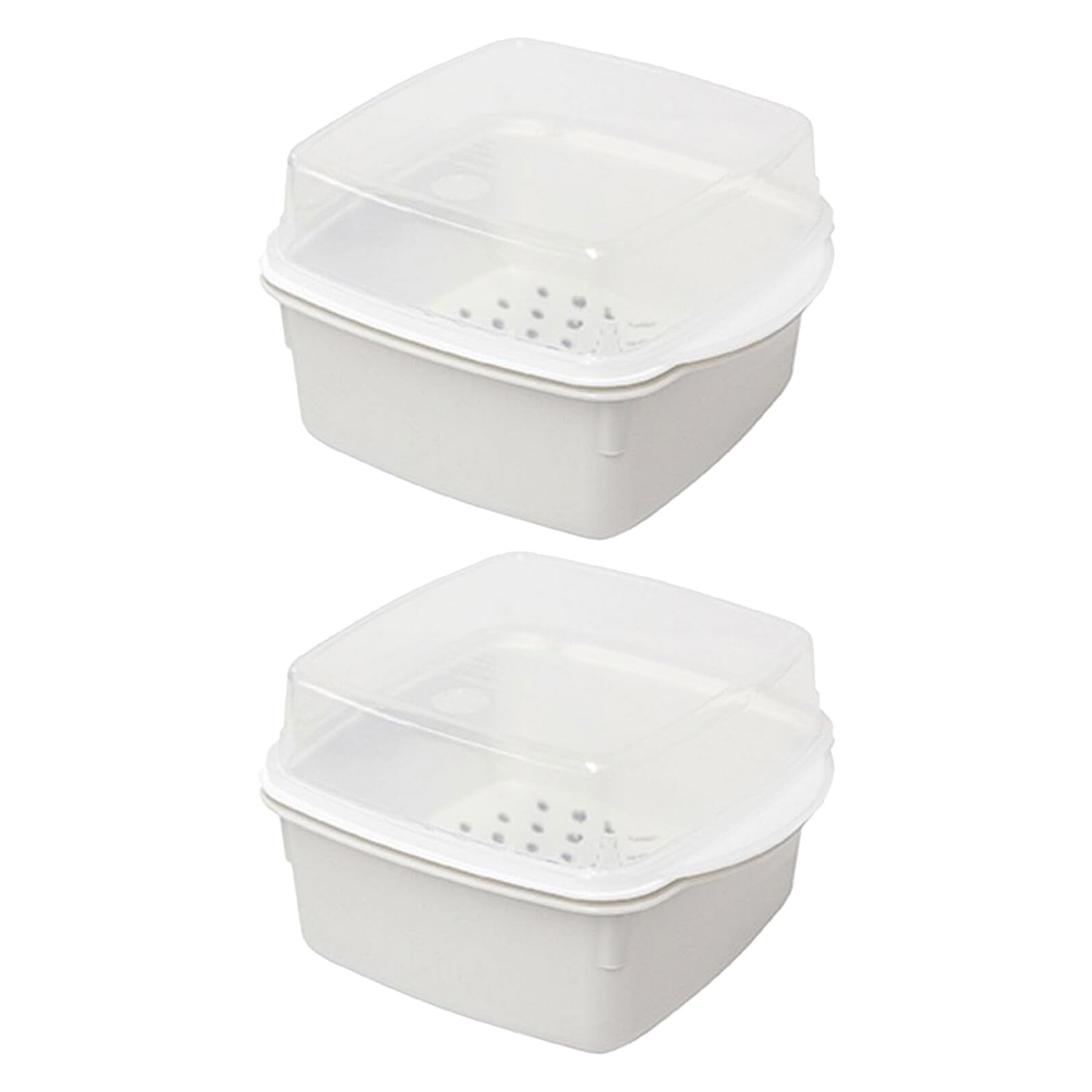 CAXUSD Microwave Steaming Pot 2Pcs with Food Container and Removable Strainer, for Microwave Cooking of Buns, Dumplings and Vegetables