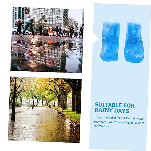 VOSAREA 1 par de fundas para zapatos con botones para ciclismo, cubrebotas antideslizantes, impermeables y reutilizables en PVC, ajuste cómodo para lluvia miniatura 6