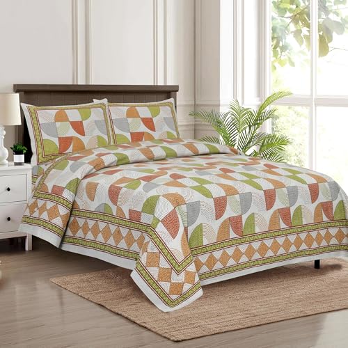Image of Decor King Size Cotton Bedsheet | 300 TC | 100% Cotton Flatsheet King Size with Two Pillow Covers | (254 * 274 cm, Terracotta Orange)