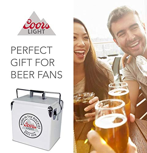 Retro Ice Chest Cooler With Bottle Opener 13 L /14 Quart, Red And Silver, Vintage Style Ice Bucket For Camping, Beach, Picnic, Rv, Bbqs, Tailgating, Fishing #TOP5