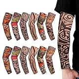 SAIIURV 12 Pièces Manches de Tatouage pour Hommes Femmes, Couvre-manches pour Tatouages de Bras, Temporaire Manchettes de Bras Faux Tatouage Tatoo pour Fête