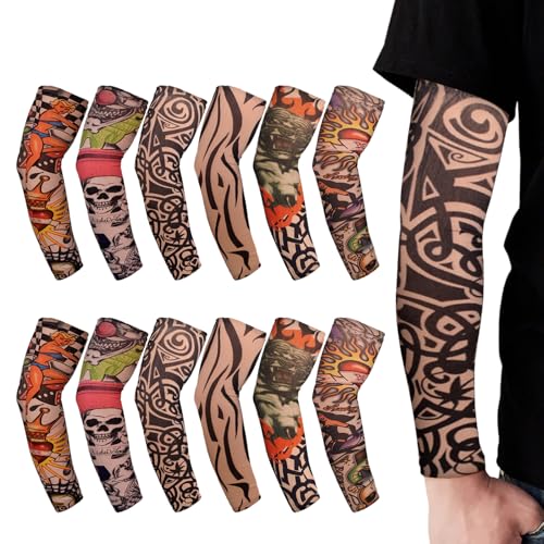SAIIURV 12 Pièces Manches de Tatouage pour Hommes Femmes, Couvre-manches pour Tatouages de Bras,...