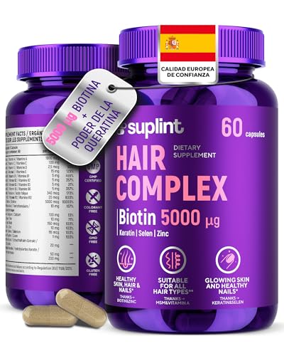 Vitaminas para el Cabello – Biotina 5000 µg + MSM + Queratina – Crecimiento Rápido y Anticaída Mujer – Vitaminas para el Pelo – 60 Cápsulas para 2 Meses de Tratamiento (1 Pack)