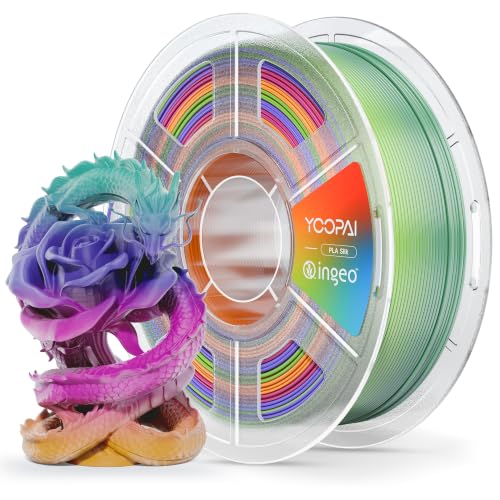 Image of YOOPAI Silk Rainbow PLA Filament 1.75mm, Multicolor Gradient PLA 3D Printer Filament, Glossy Silk Shine, Smooth Printing, Color Changing Filament 1kg Spool (2.2lbs)，Rainbow Silk 03