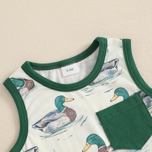 Bagilaanoe Summer Outfit Infant Baby Boy Sleeveless Romper Jumpsuit Shorts Mallard Duck One Piece Clothes2