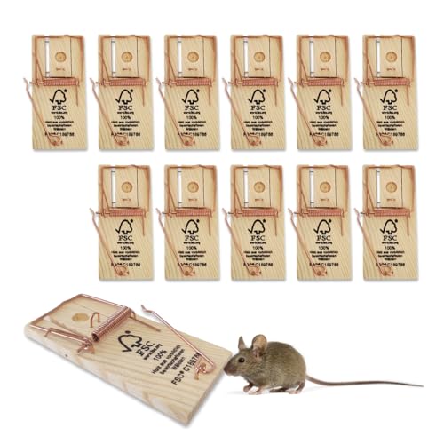Protect Home Mausefalle Classic, Holz, Mouse Trap, Klassische Mäusefalle mit hoher Schlagkraft, Multipack 12 Stück – Ansicht 1