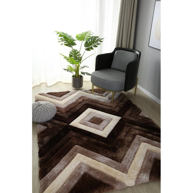 Image of Handmade Shaggy Pure Microfiber Smooth & Anti-Skid Carpets for Bedroom & Living Room, 2 inch Thickness Size- 6X8 Feet