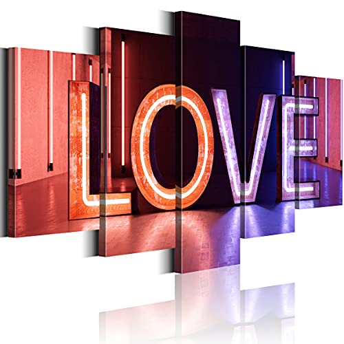 Merrleem 5 Stück Love Sign Wandkunst Alphabet Gemälde Bild Regenbogen Leinwand Drucke Kunst für Schlafzimmer Wohnzimmer Dekoration (klein) Cover