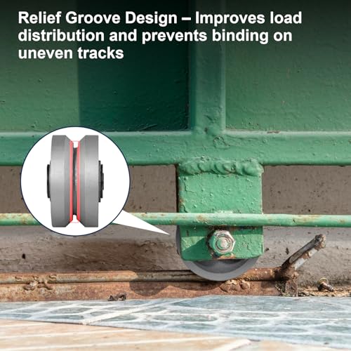 Image of 4 Inch V-Groove Steel Wheel, 7 /8 inch Wide 90 Groove, Fits 1 inch Angle Iron Track, Heavy Duty Industrial Track Wheel with Relief Groove, High Load Capacity(2 Pack)