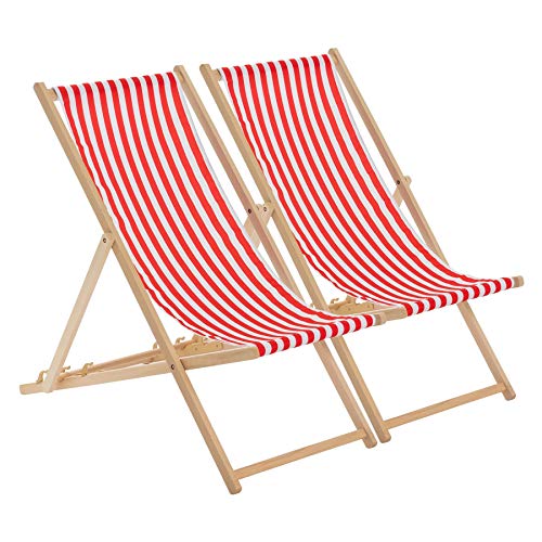 Tumbona tradicional de madera con tumbona de lona para adultos, ideal para jardín, patio, playa y camping
