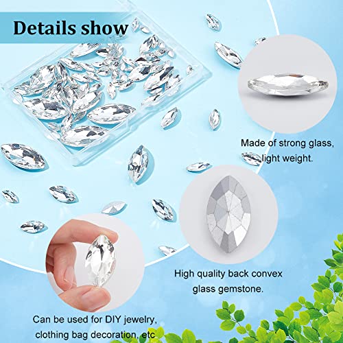 FINGERINSPIRE 94 Pcs Pointed Back Rhinestone 6 Sizes Glass Rhinestones Gems Clear Horse Eye Jewels Embelishments with Silver Plated Back Crystals Stones for Craft Decor Jewelry Making - Image 4