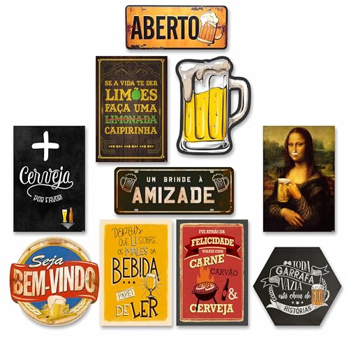 Kit com 10 placa decorativas em mdf - Cerveja Bebidas Churrasco
