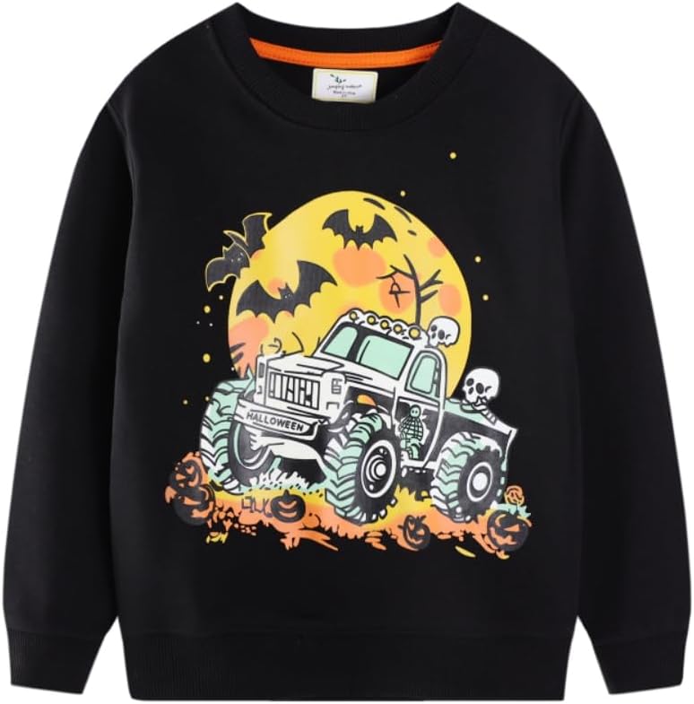 Boys Halloween Sweatshirt Toddler Kids Long Sleeve Shirt Skeleton Glow in the Dark Pullover Sweater Holiday Clothes