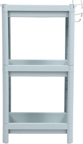 Miniatura 4 de ViaGasaFamido Estante de almacenamiento de piso de baño, estantes de esquina independientes resistentes para sala de estar (3 capas)