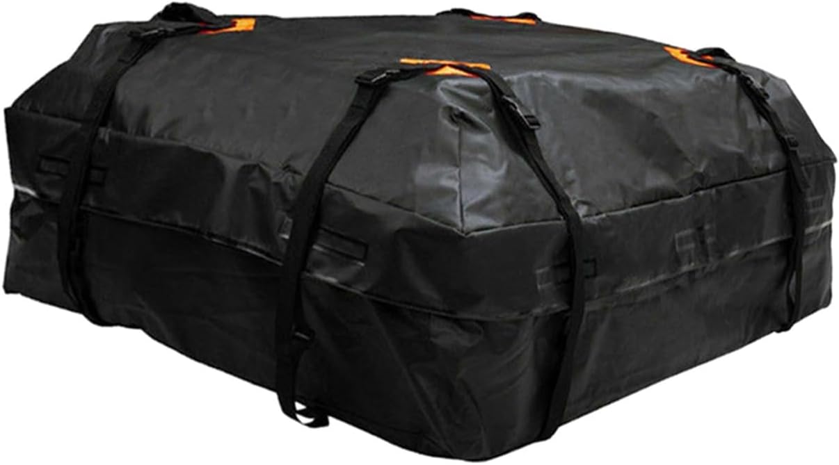 Car SUV Bus Roof Top Cargo Bag Rack Carrier Luggage Storage Soft Shell Travel Black 420D Waterproof Oxford Fabric
